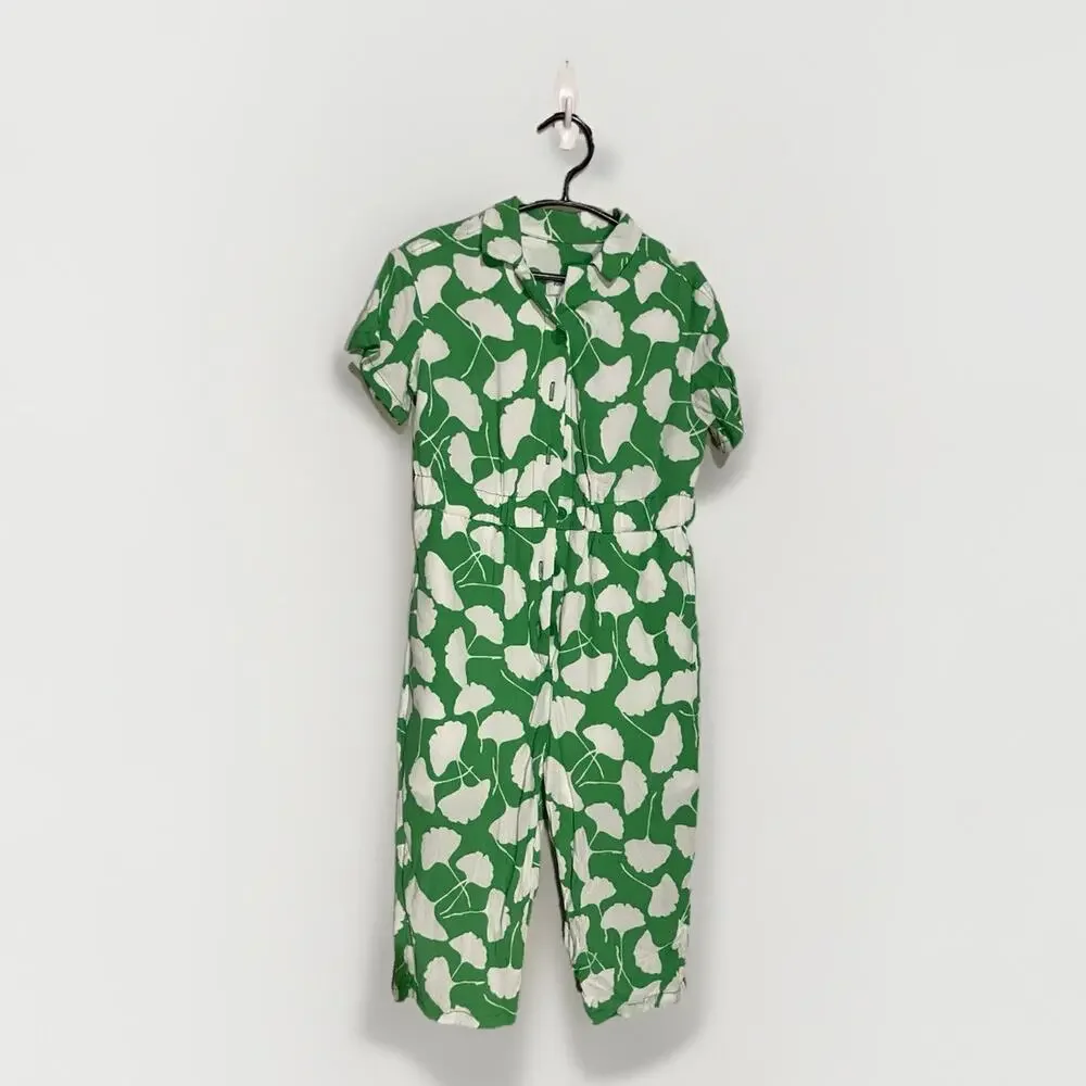 Diane von Furstenberg for Target Green White Ginkgo‎ Leaf Jumpsuit 3t